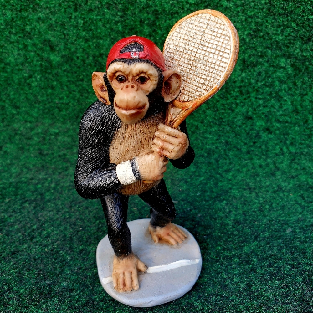 VTG Collek Monkey Tennis Player Resin Figure 5" Tall Baseball Cap Thailand